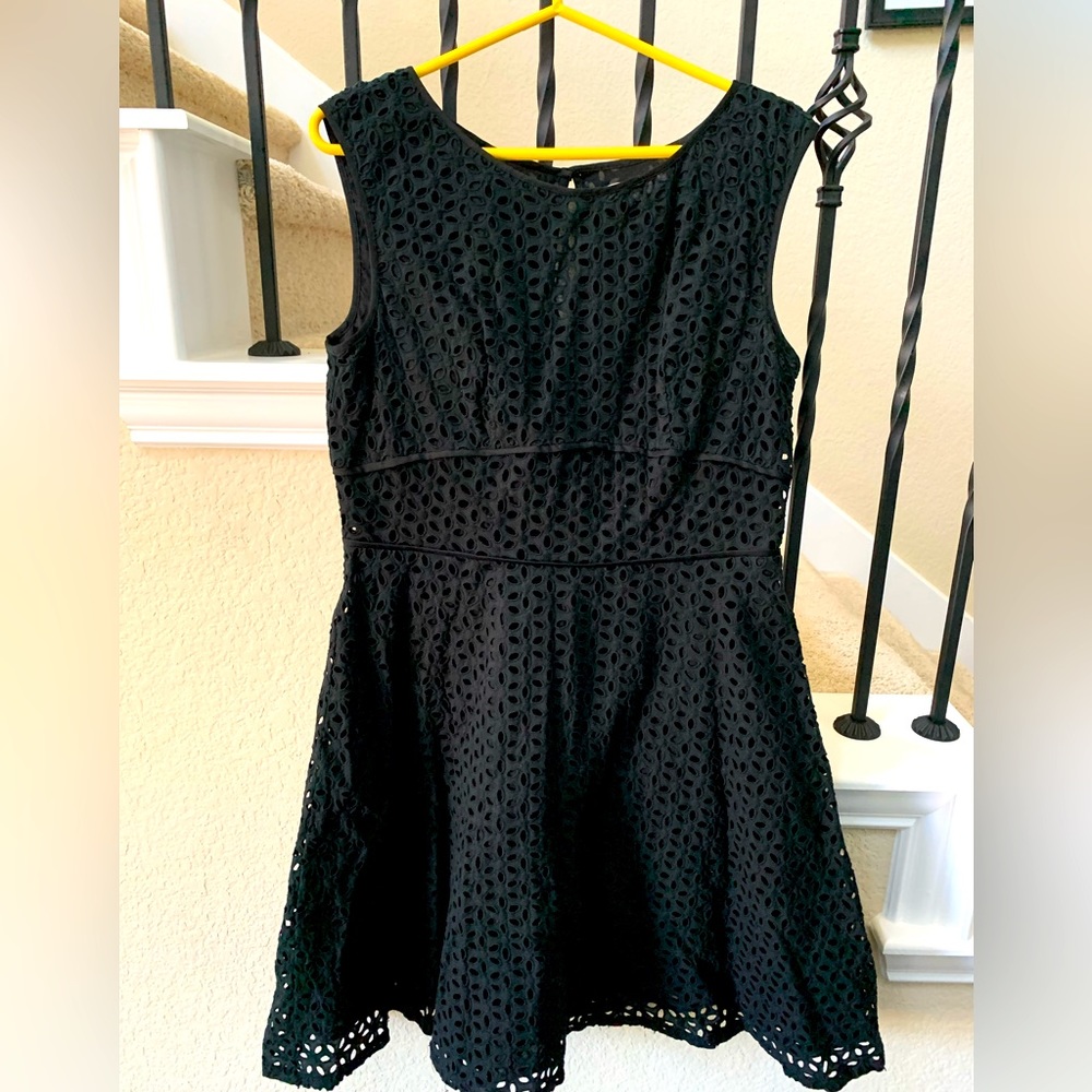 LOFT a black eyelet a-line dress